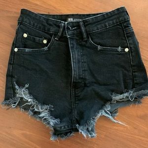 Zara Hi Rise Denim Shorts 0